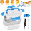 Electric Heating Lunch Box Food Heater Container Travel Thermal Bento Box Portable Food Warmer w/ 2 Removable Compartments 1 Free Spoon 1L