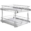 VEVOR 2 Tier 19"W x 20"D Pull Out Cabinet Organizer, Heavy Duty Slide Out Pantry Shelves, Chrome-Plated Steel Roll Out Drawers