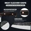 7 Inch Meat Cleaver, Japanese Kirtsuke Chef Knife, Professional Hand Forged Kitchen Knife With Black Sandalwood Handle