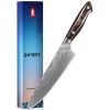 8 Inch Japanese Chef Knife, 10CR15MOV Damascus Rose Pattern Blade With Sheath, Ultra Sharp Professional Kitchen Slicing Knife