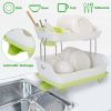 2-Tier Dish Drying Rack Cutlery Drainer Holder Kitchen Organizer Storage Shelf