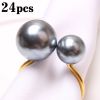 24pcs Elegant Pearls Napkin Rings Metal Napkin Holders U-Shaped Napkin Buckle Wedding Gifts Party Christmas Festival Table Decor