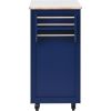 K&K Store Kitchen Cart with Rubber Wood Countertop