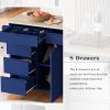 K&K Store Kitchen Cart with Rubber Wood Countertop